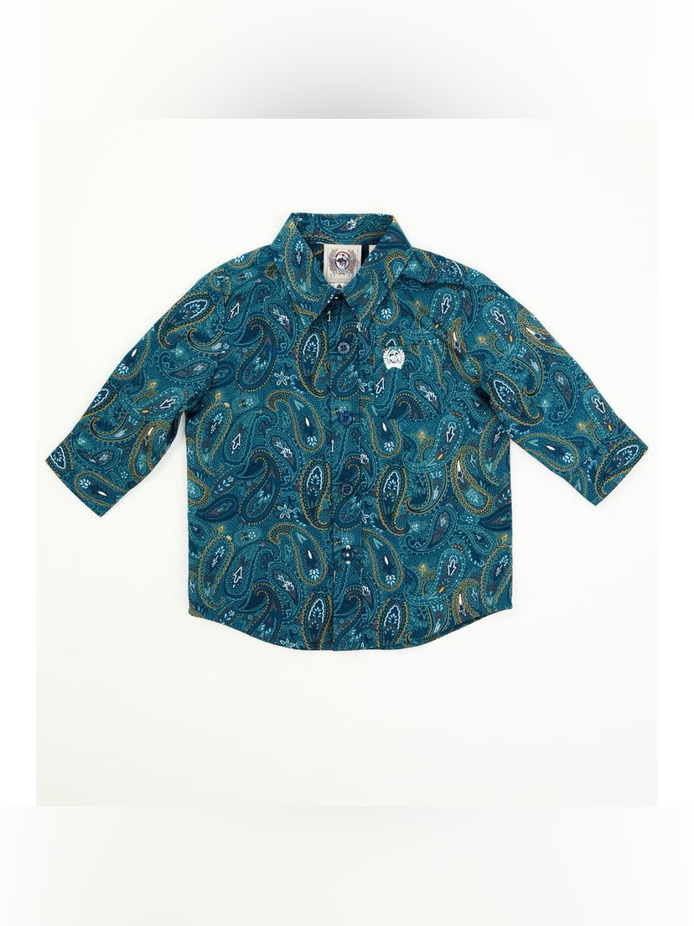 Cinch Teal Paisley Button-Down Baby Boy Kids Western Shirt 6-12mths